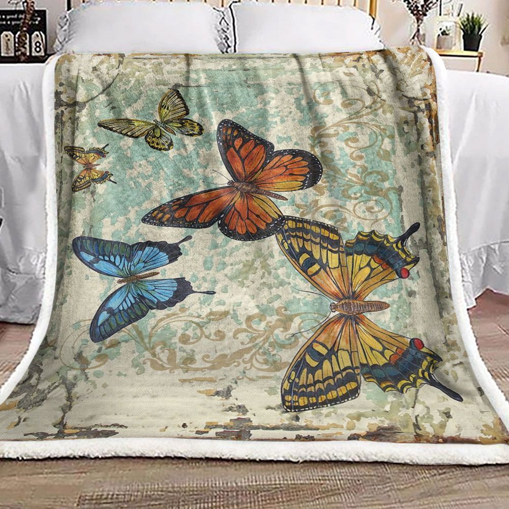Butterfly Sherpa Fleece Blanket