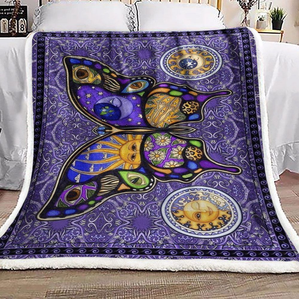 Butterfly Sherpa Fleece Blanket