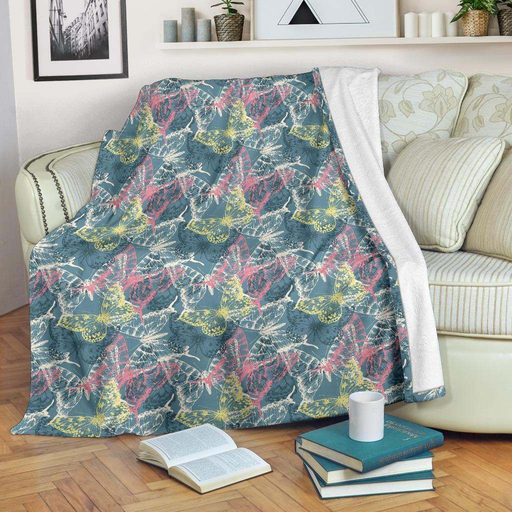 Butterfly Pattern Sherpa Fleece Blanket