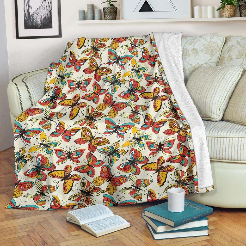 Butterfly Pattern Sherpa Fleece Blanket