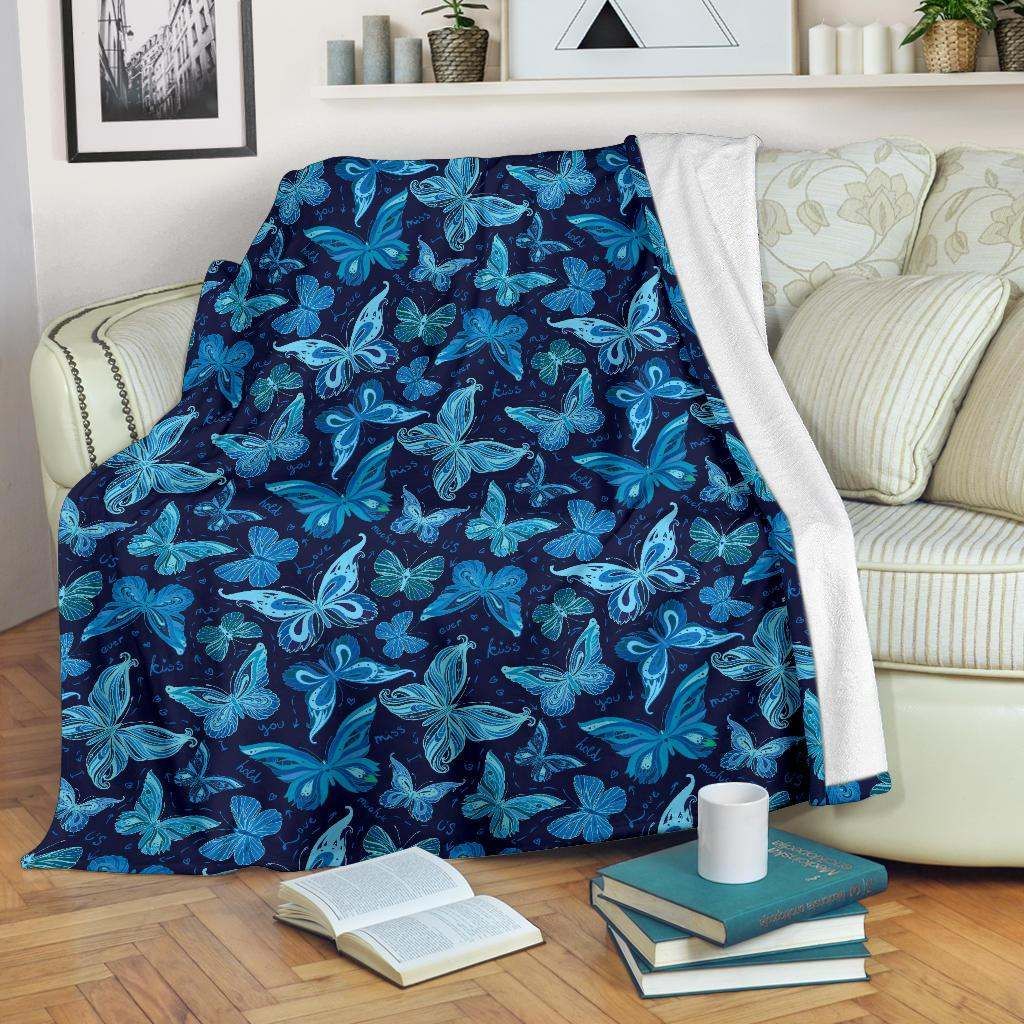 Butterfly Pattern Sherpa Fleece Blanket