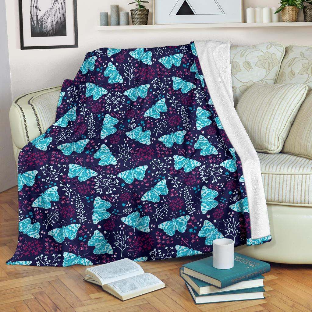 Butterfly Pattern Sherpa Fleece Blanket