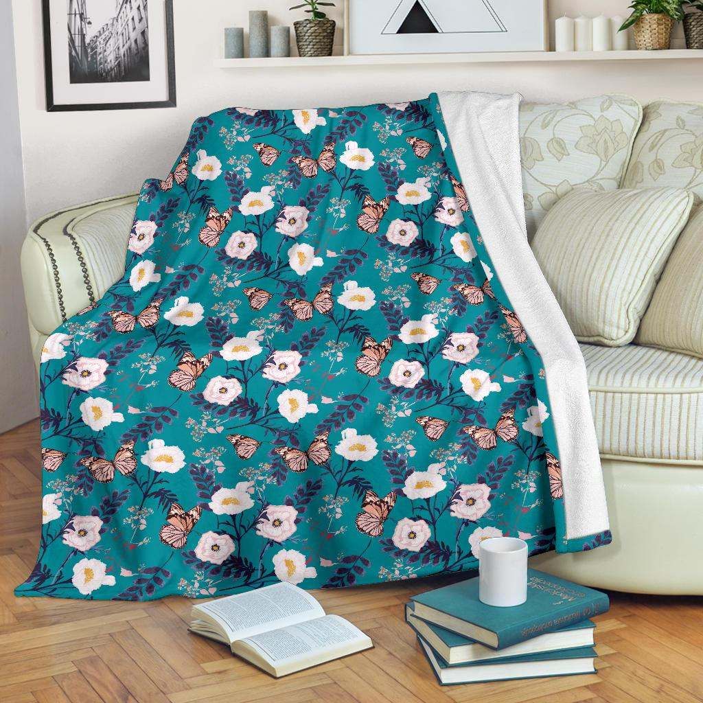 Butterfly Pattern Sherpa Fleece Blanket