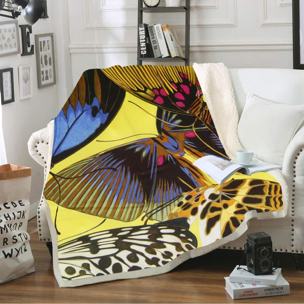 Butterfly Patterns Sherpa Fleece Blanket