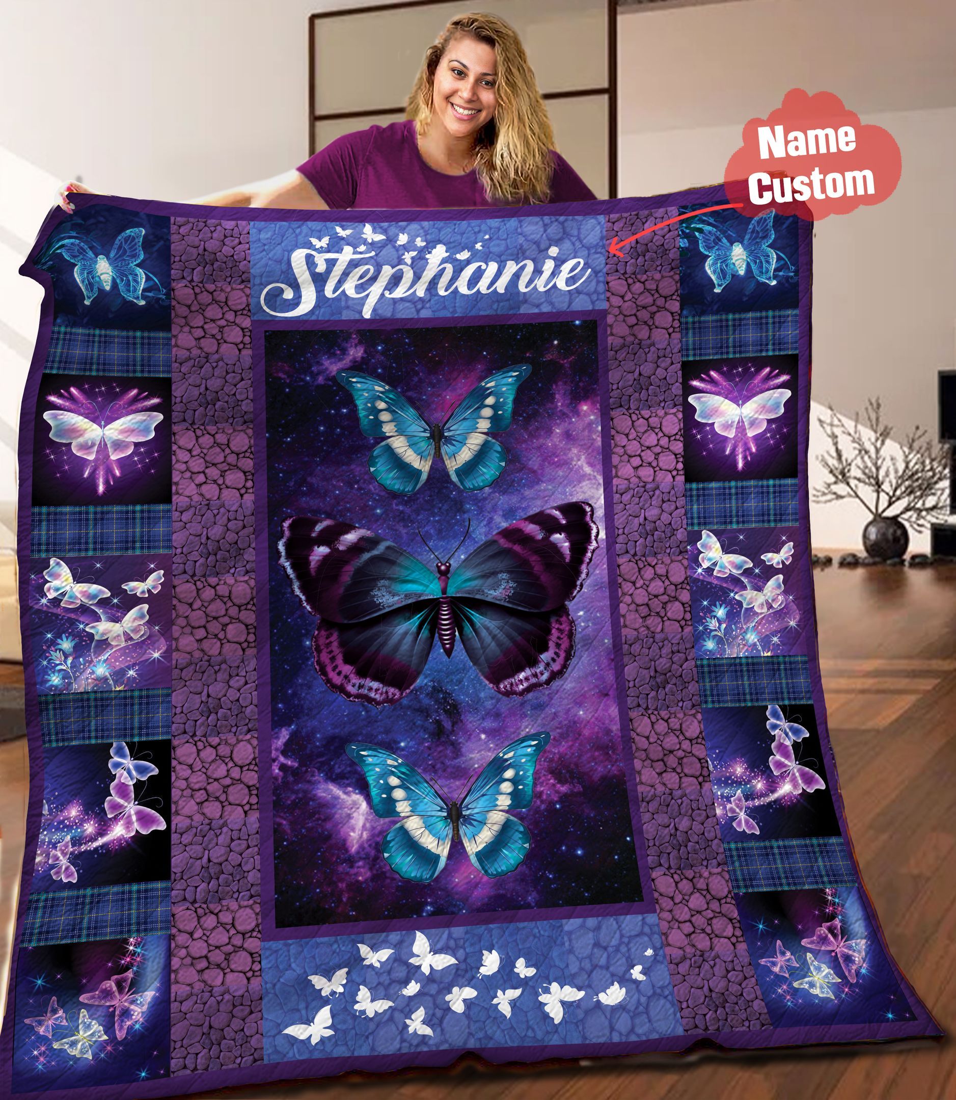 Butterfly Personalized Quilt Blanket HHH040613NA