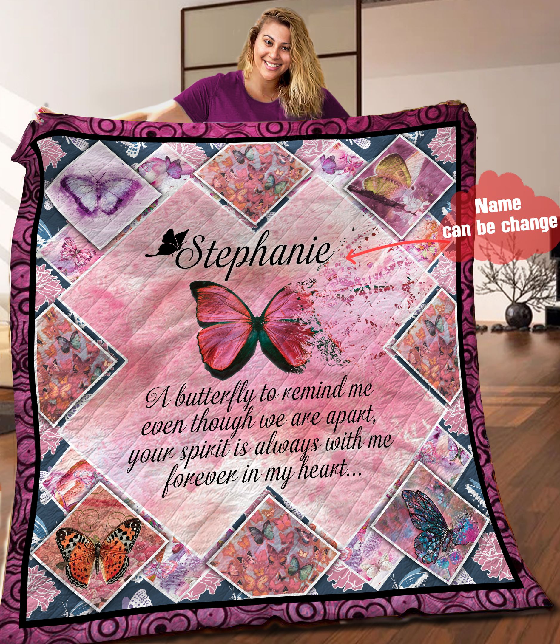 Butterfly Personalized Quilt Blanket HHH050622NA