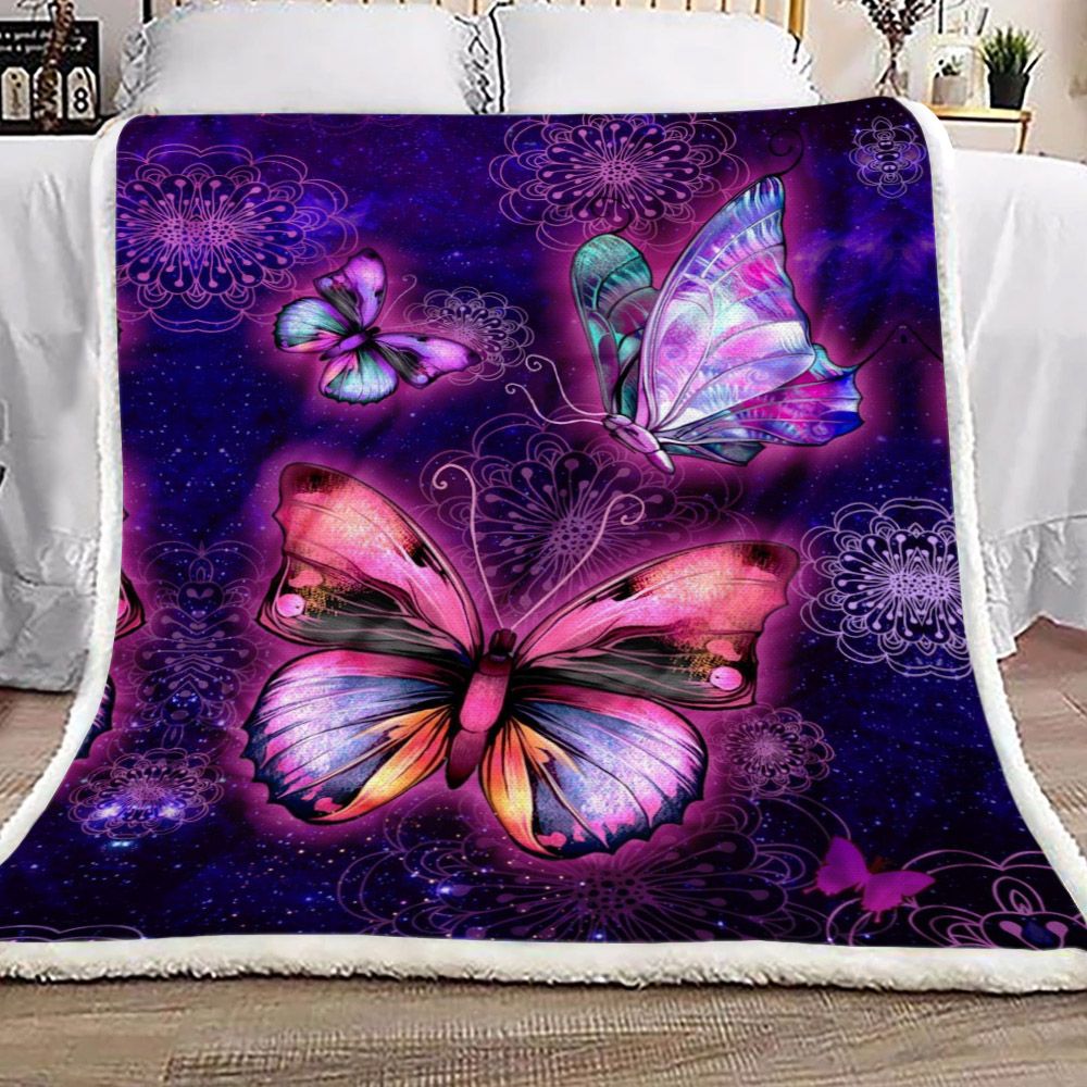 Butterfly Purple In The Night Fleece Blanket