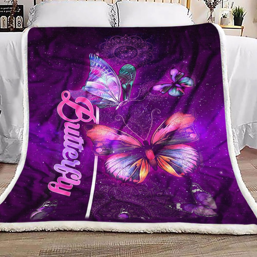 Butterfly Purple Fleece Blanket