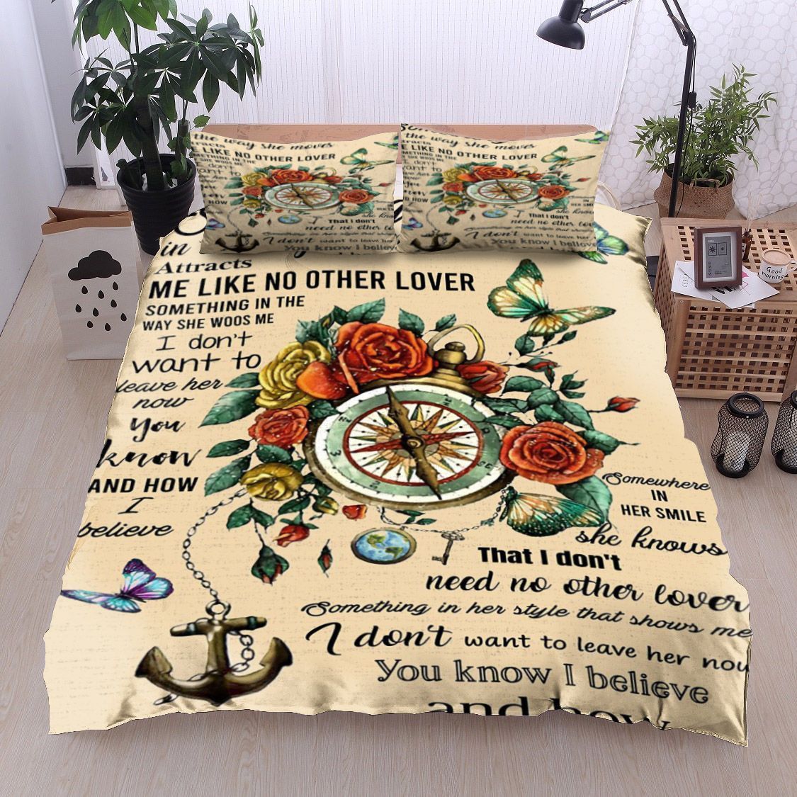 Butterfly Rose Flower Bedding Set