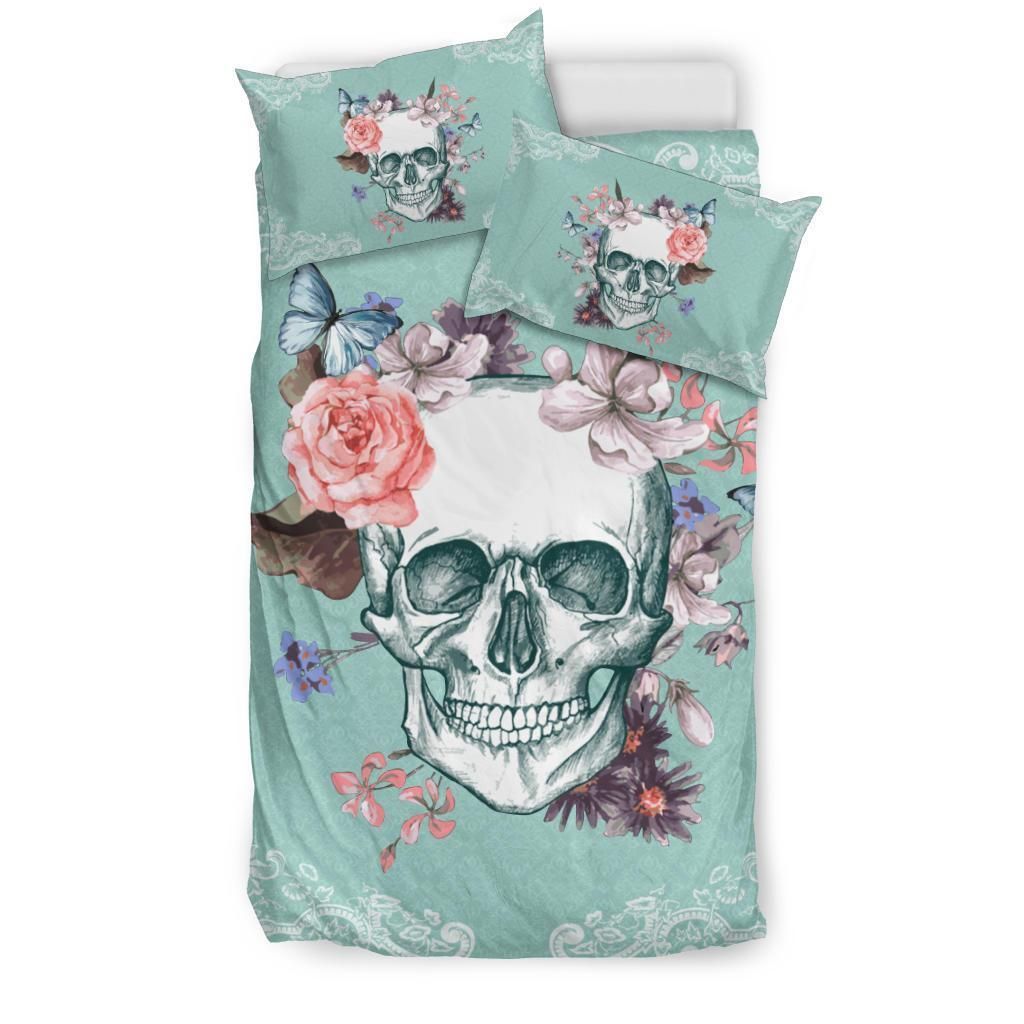 Butterfly Rose Skull Jade Bedding Set