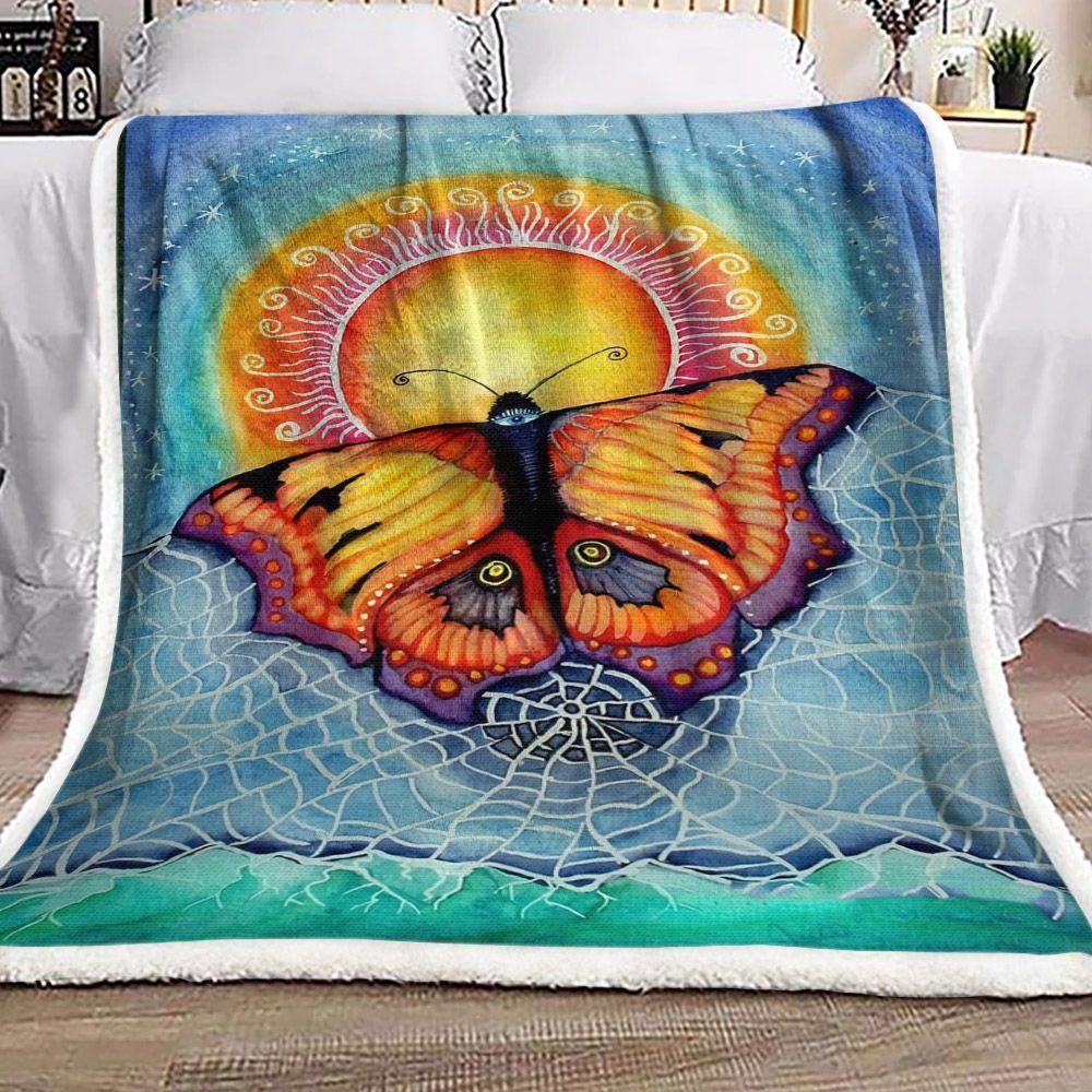 Butterfly Sun Sherpa Fleece Blanket