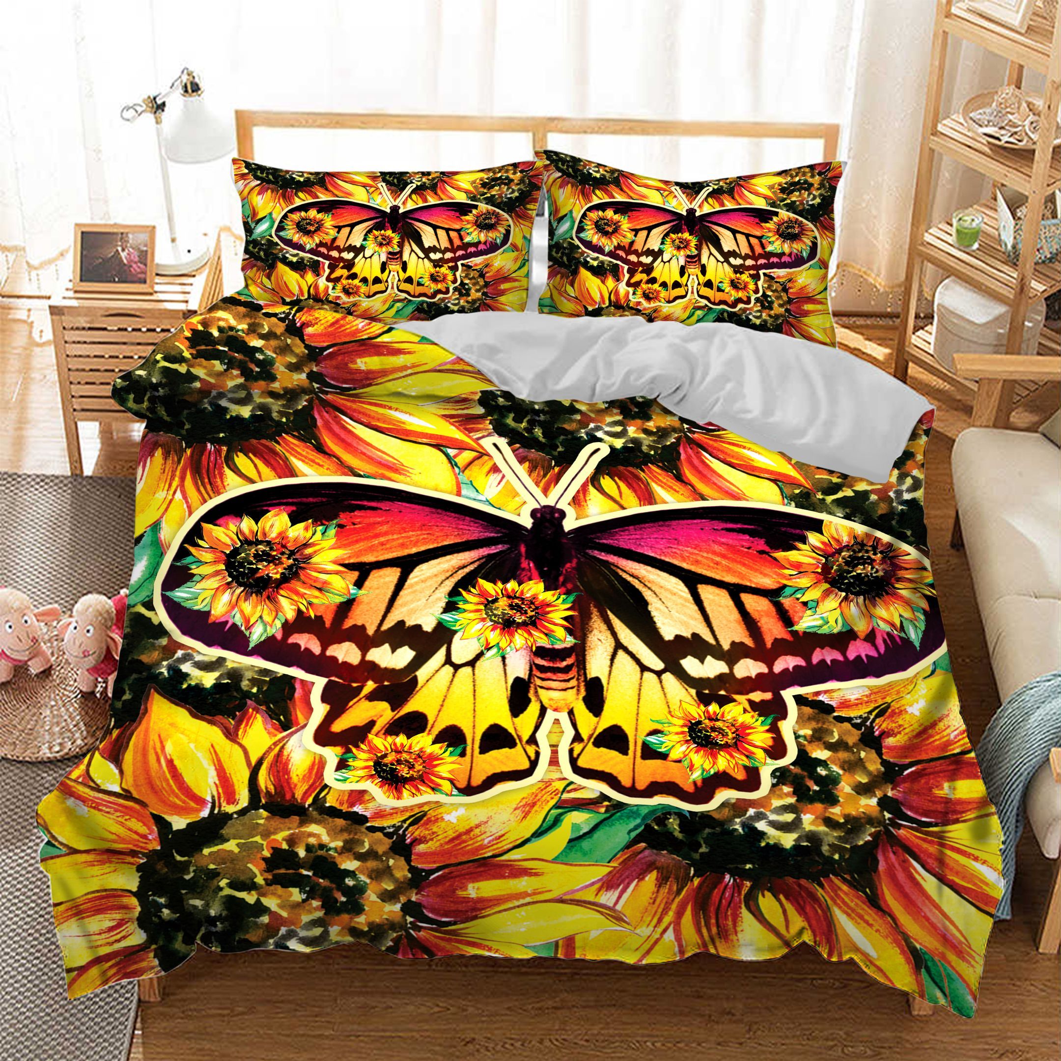 Butterfly Sunflower Bedding Set