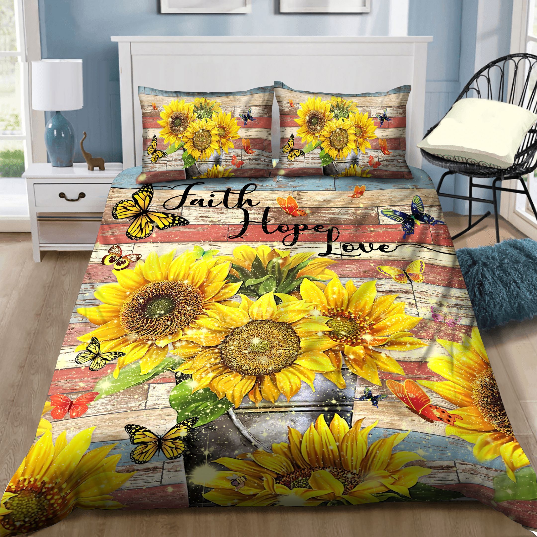 Butterfly Sunflower Bedding Set