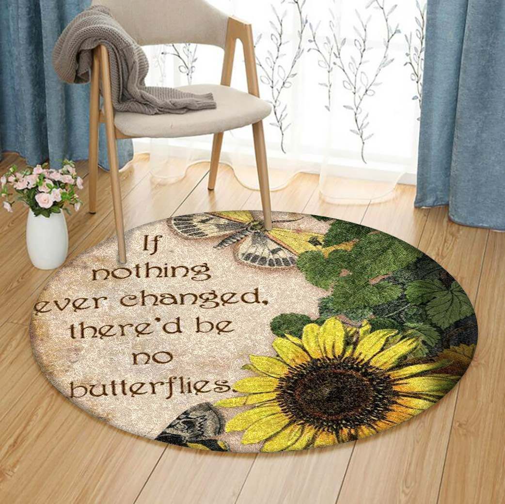 Butterfly Sunflower Round Carpet