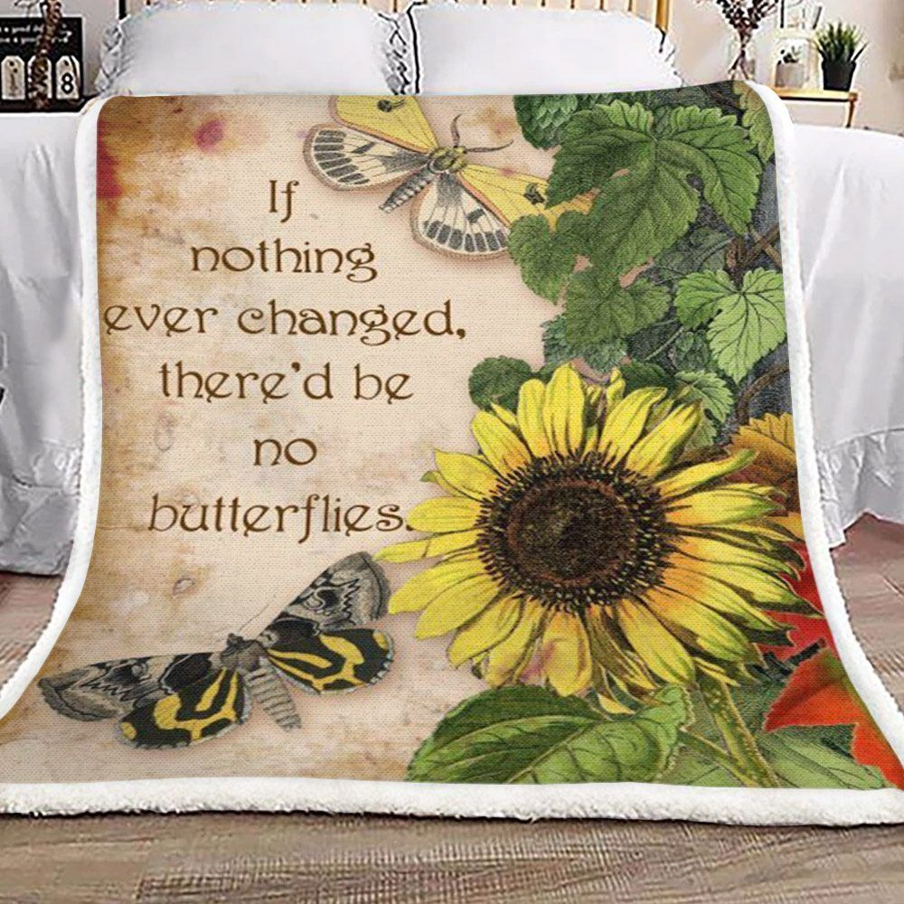 Butterfly Sunflower Sherpa Fleece