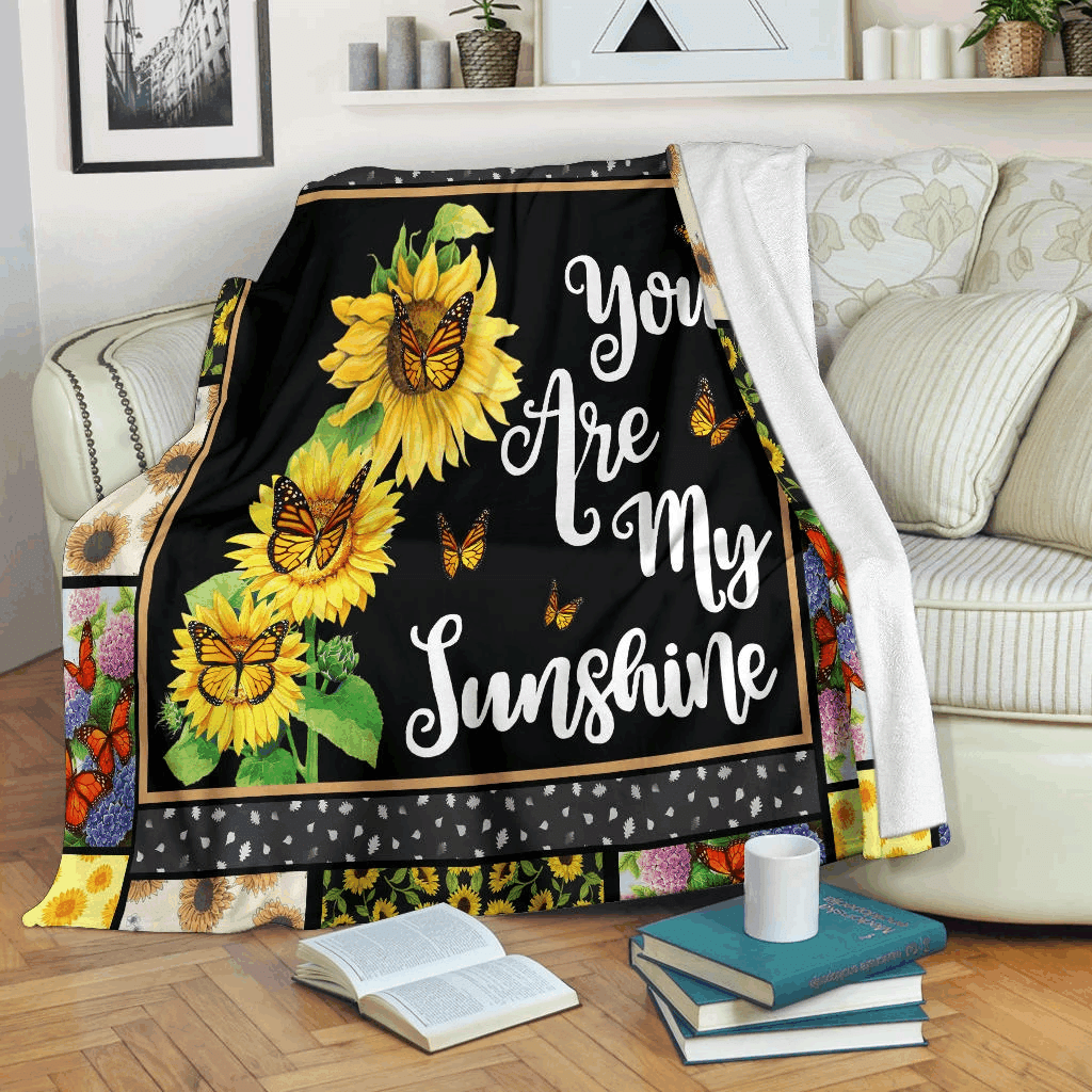Butterfly Sunflower Sherpa Fleece Blanket