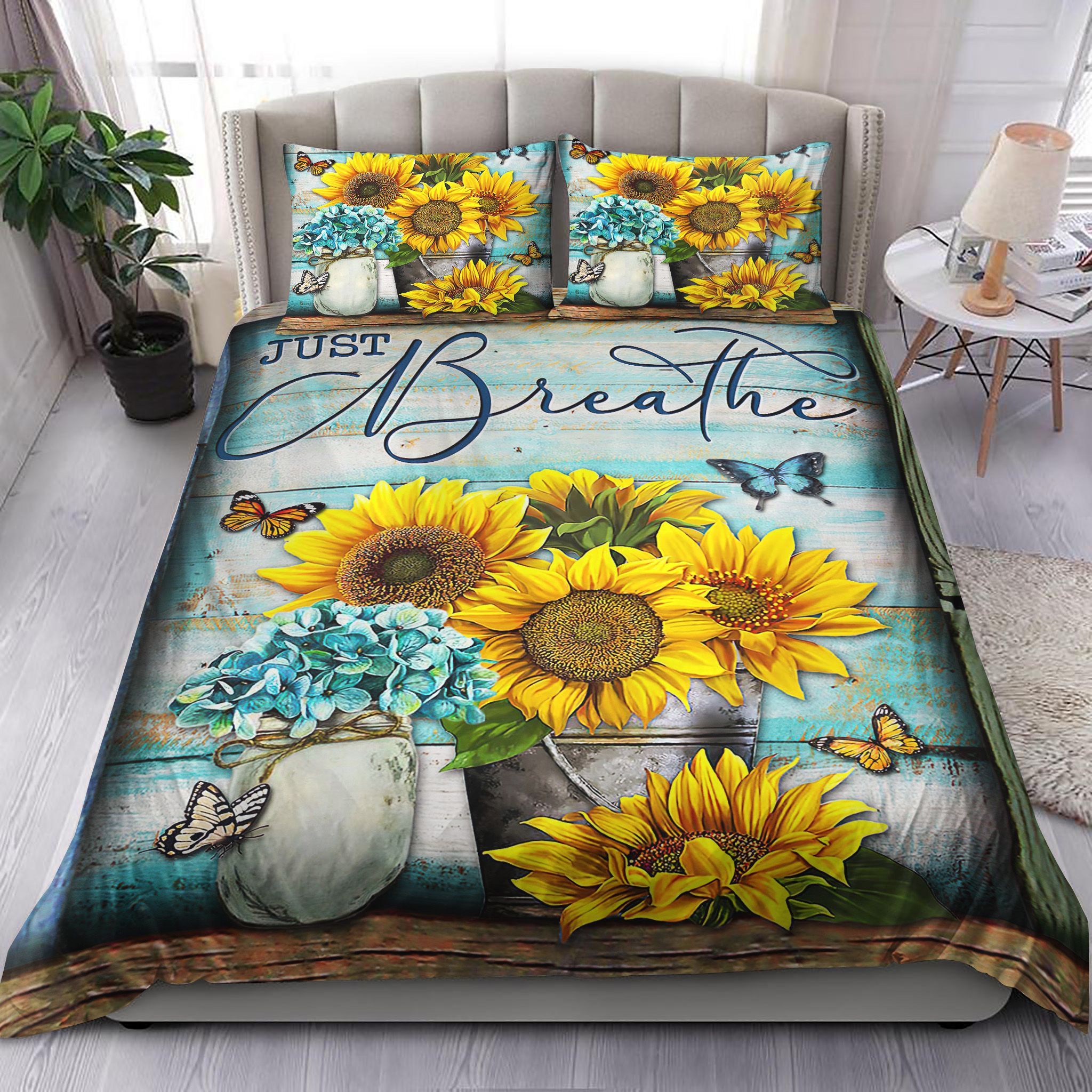 Butterfly Sunflower Just Breathe Bedding Set