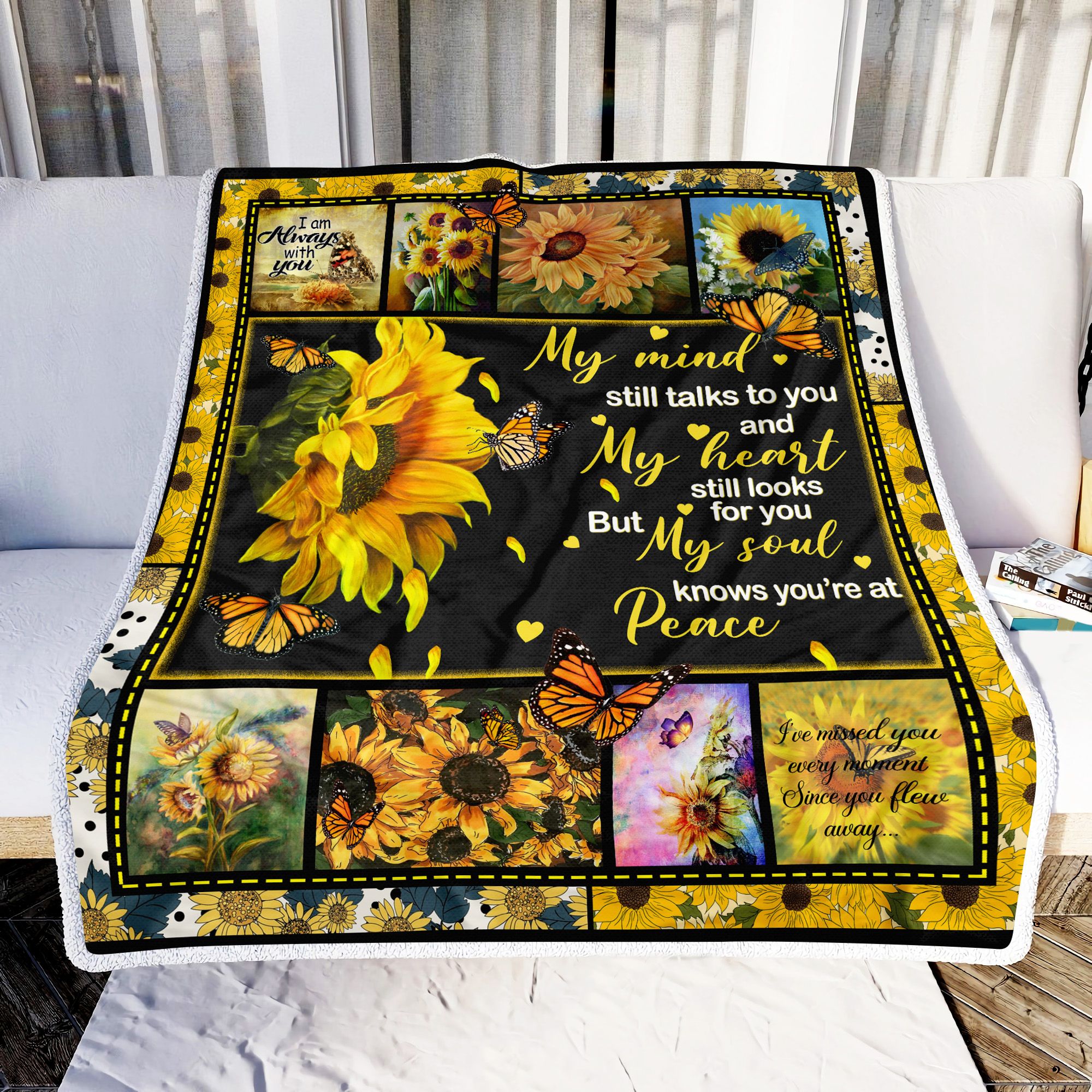 Butterfly Sunflower My Mid Still Talks To You Fleece Blanket