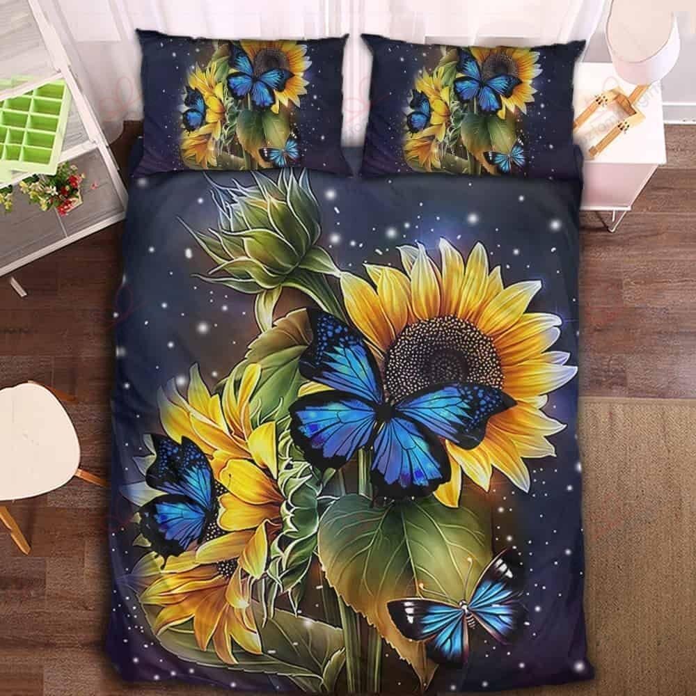 Butterfly Sunflower Printed Bedding Set