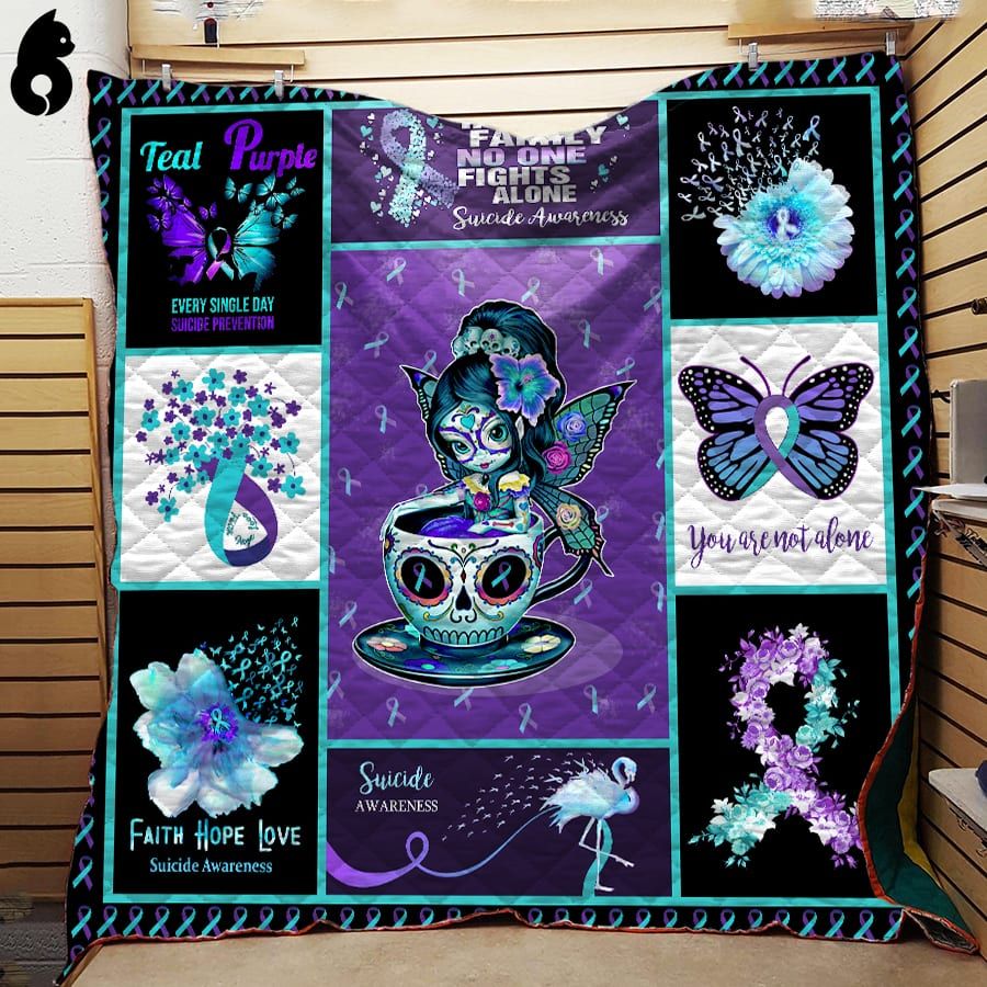 Butterfly Tea Cup Girl Suicide Awareness Quilt Blanket Dhc191202Vt