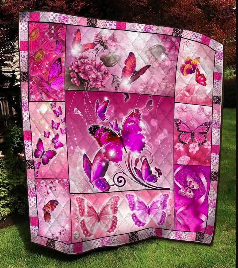Butterfly The Pink Wings Quilt Blanket Dhc04011673Dd