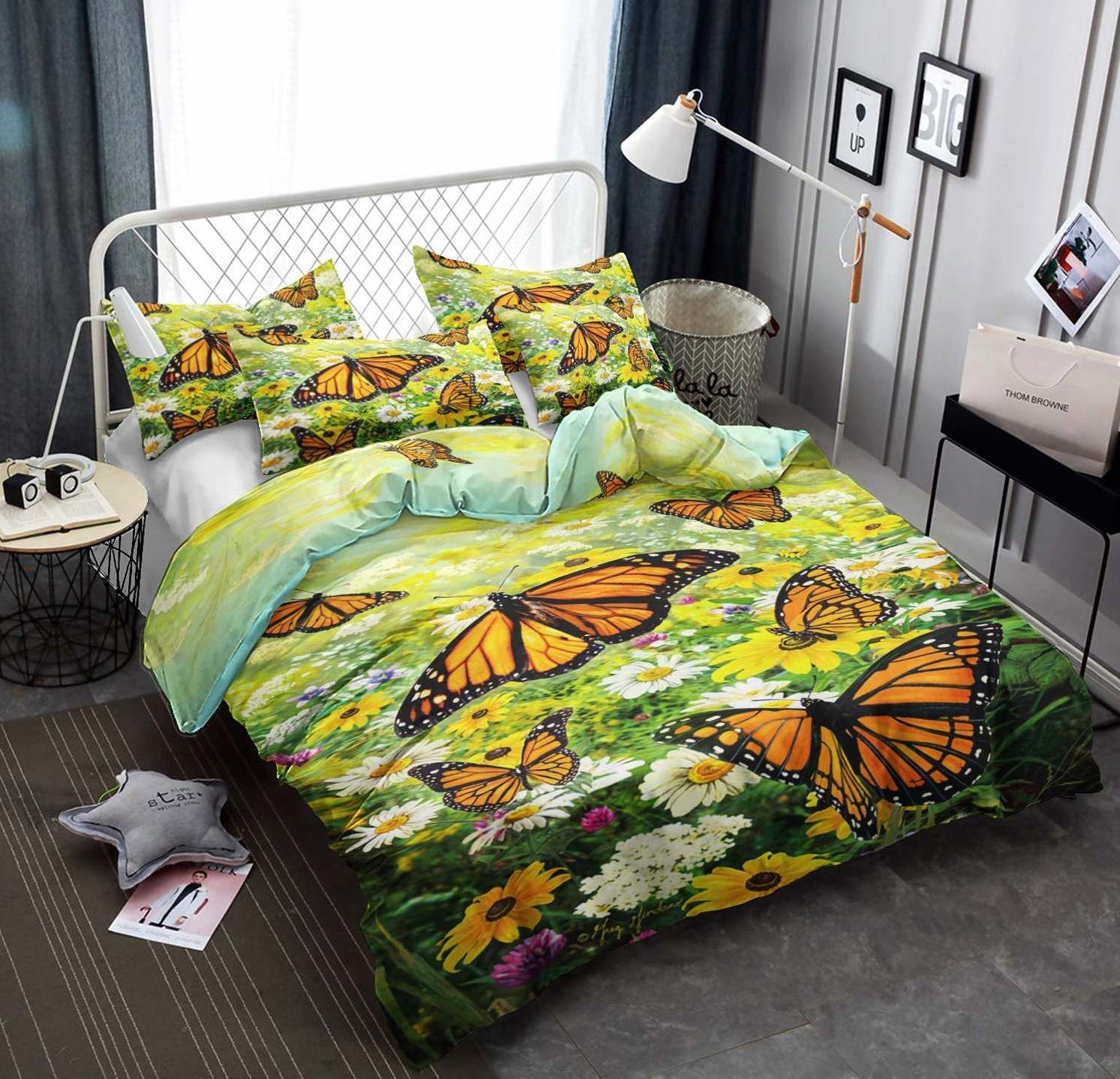 Butterfly Cotton Bed Sheets Spread Comforter Bedding Set