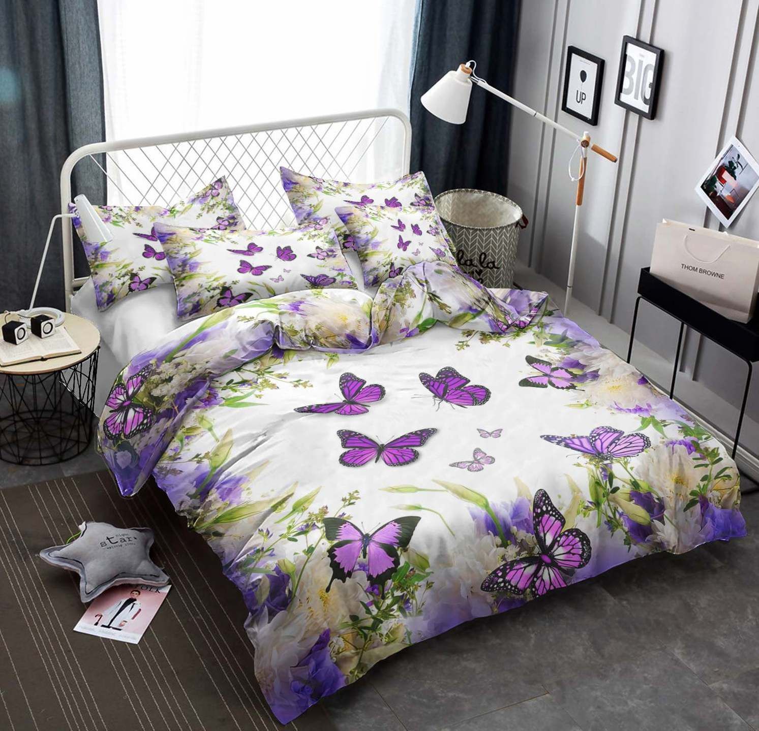Butterfly Cotton Bed Sheets Spread Comforter Bedding Set