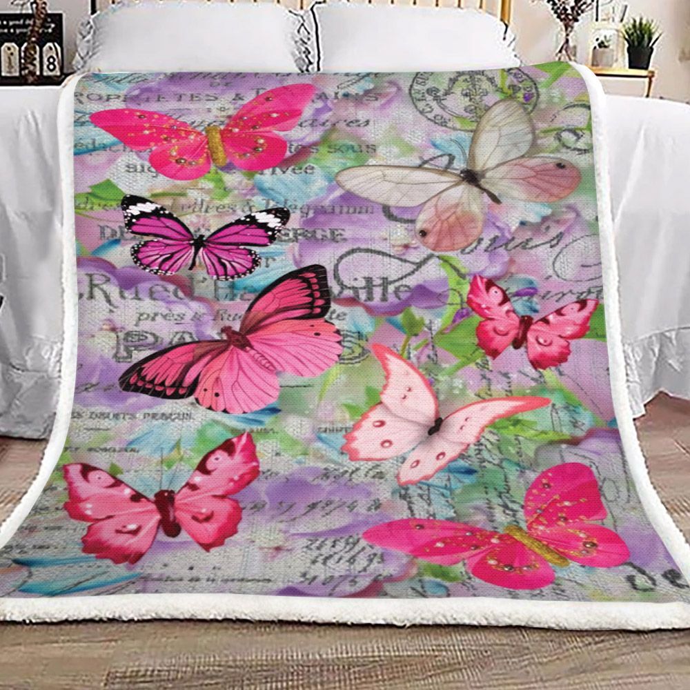 Butterfly Sherpa Fleece Blanket