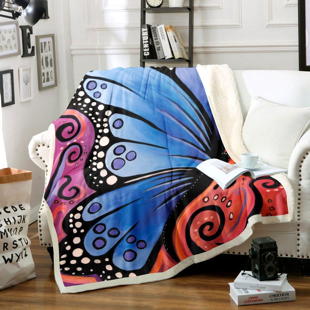 Butterfly Sherpa Fleece Blanket