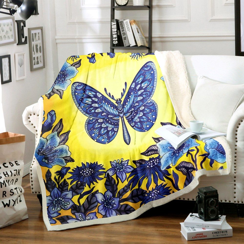 Butterfly Sherpa Fleece Blanket
