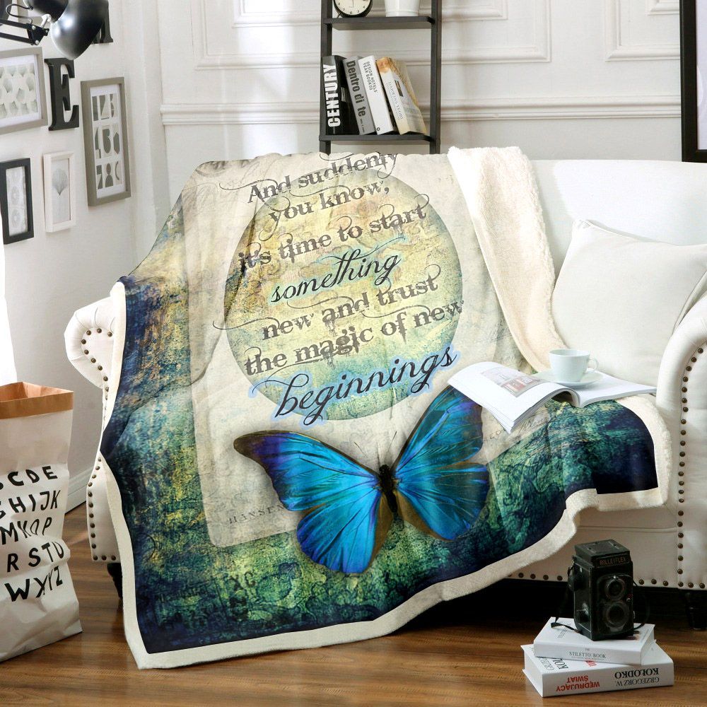 Butterfly Sherpa Fleece Blanket