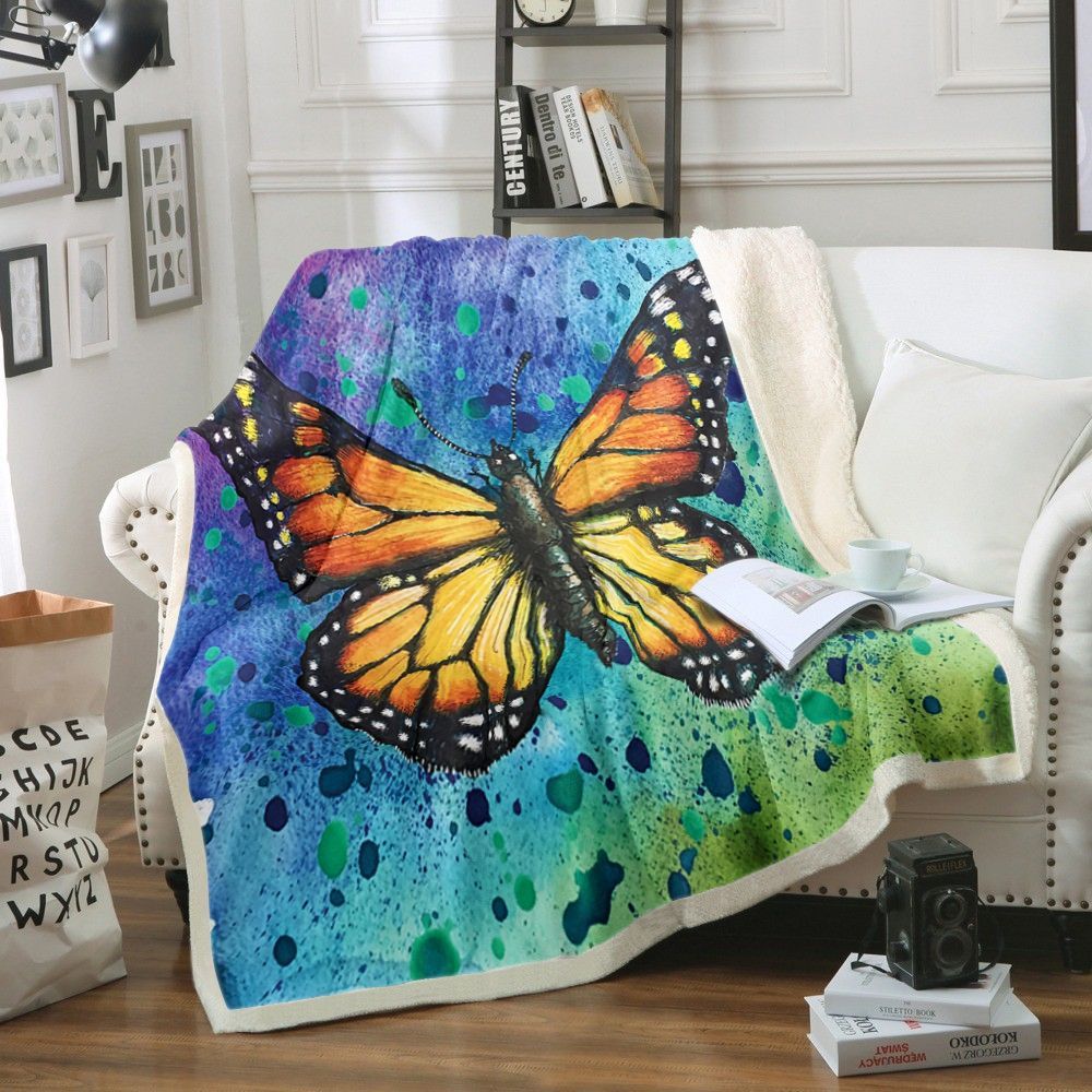 Butterfly Sherpa Fleece Blanket