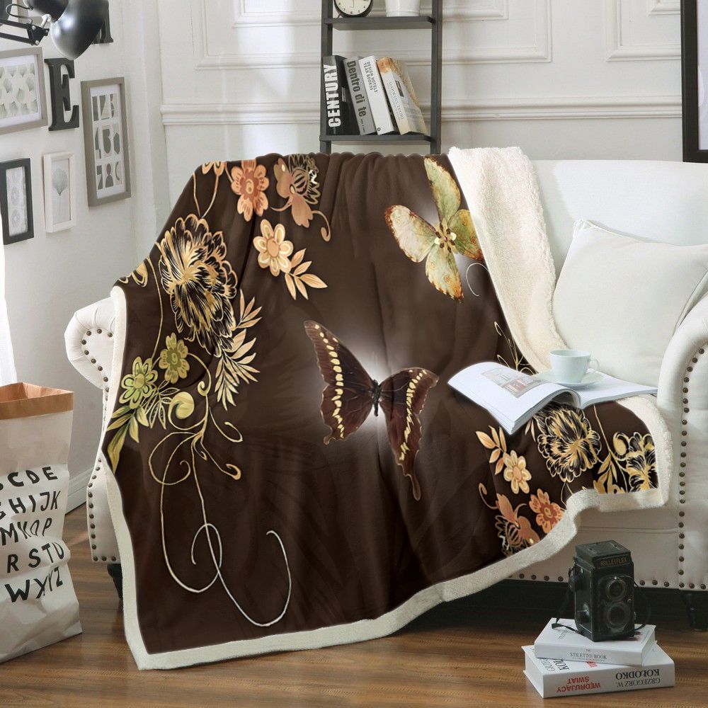 Butterfly Sherpa Fleece Blanket