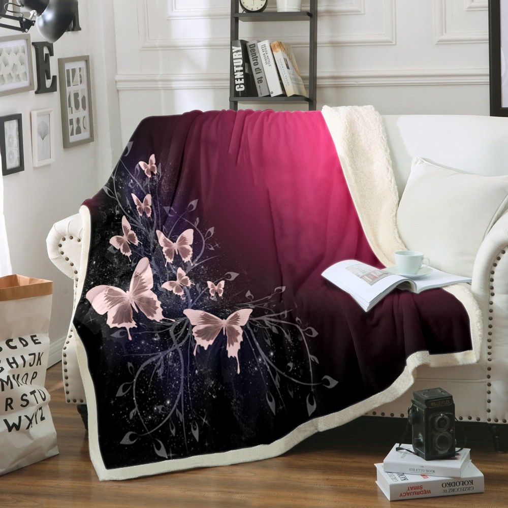 Butterfly Sherpa Fleece Blanket