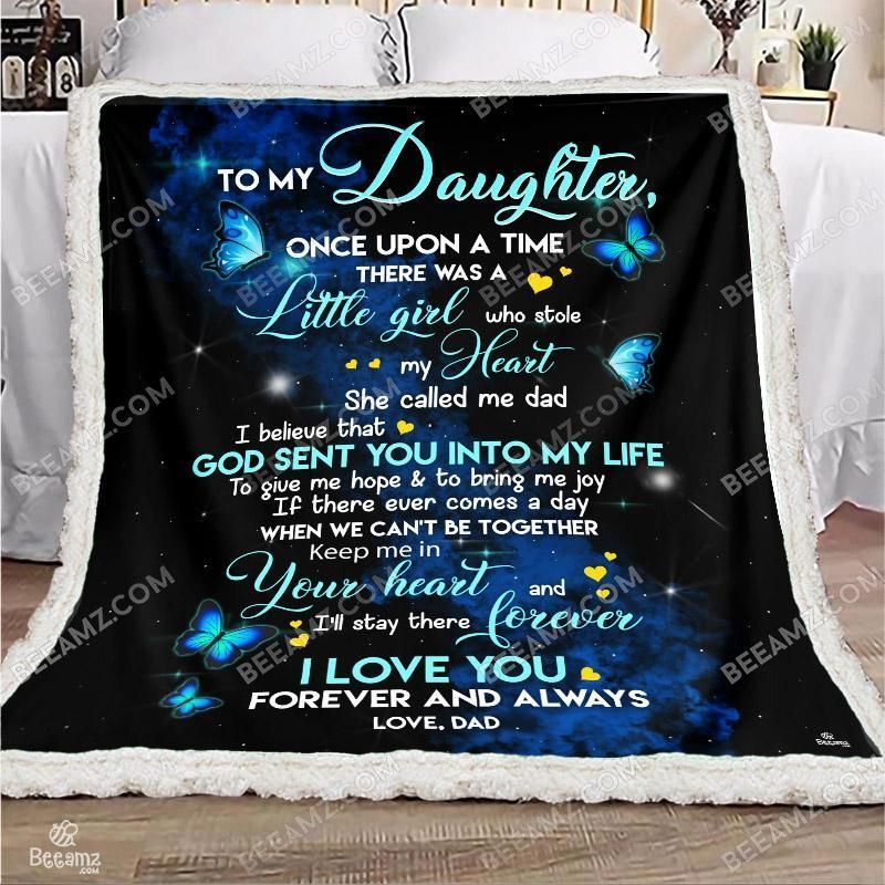 Butterfly To My Daughter Be Amazing Daughter Sherpa Fleece Blanket