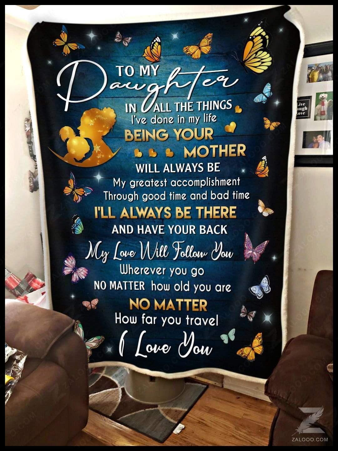 Butterfly To My Daughter Being Your Mother Sherpa Fleece Blanket