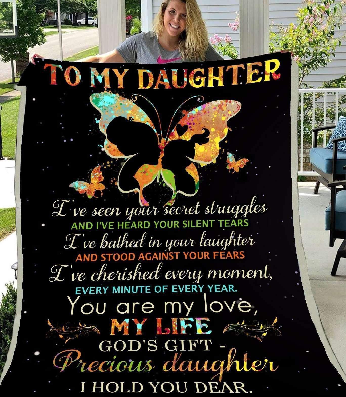 Butterfly To My Daughter Sherpa Fleece Blanket