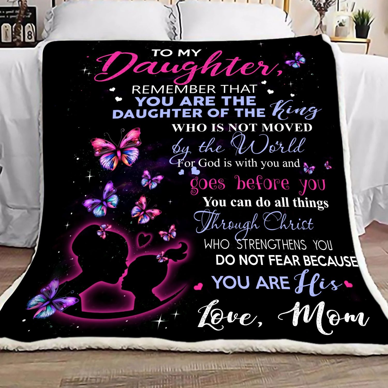 Butterfly To My Daughter Sherpa Fleece Blanket