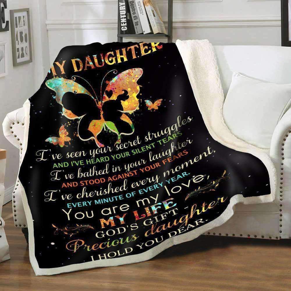 Butterfly To My Daughter Sherpa Fleece Blanket