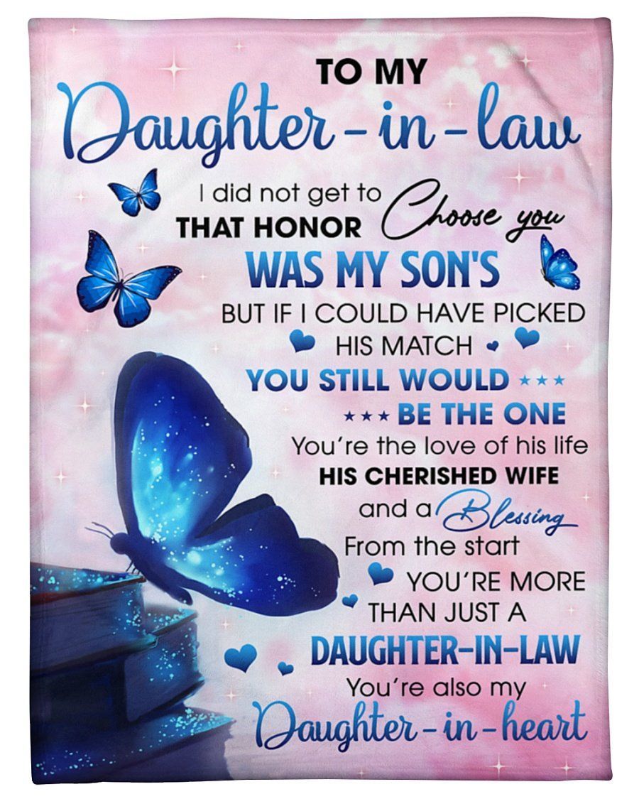 Butterfly To My Daughter In Law Daughter In Heart Fleece Blanket Fleece Blanket
