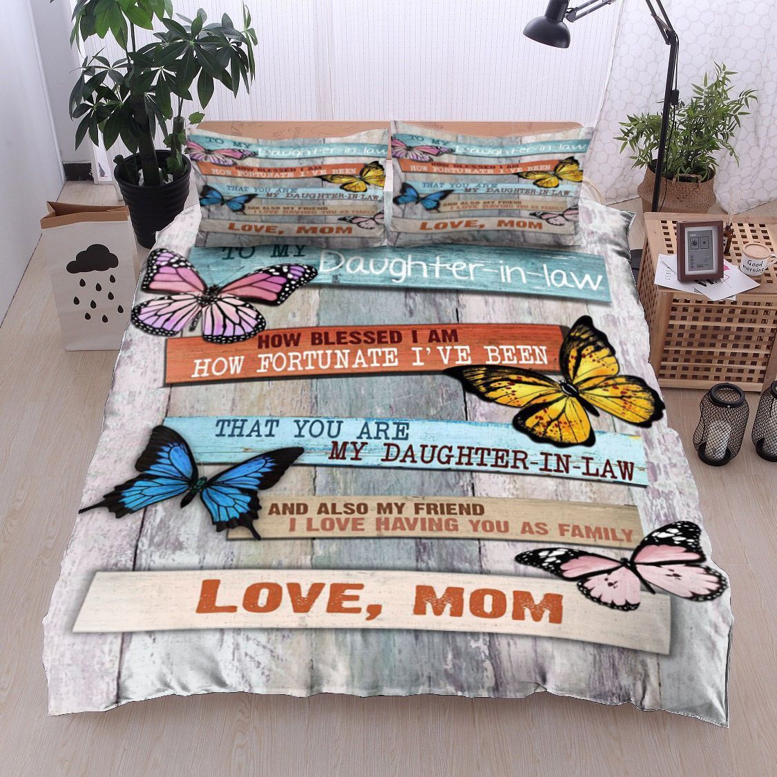 Butterfly To My Daughter In Law Love Mom Bedding Set