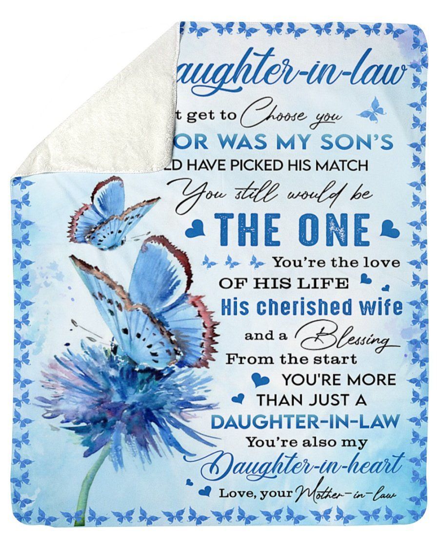 Butterfly To My Daughter In Law The Love Of His Life Fleece Blanket Sherpa Blanket