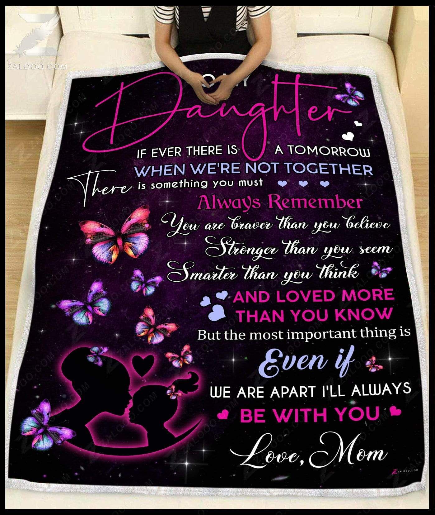 Butterfly To My Daughter When We Are Not Together Sherpa Fleece Blanket