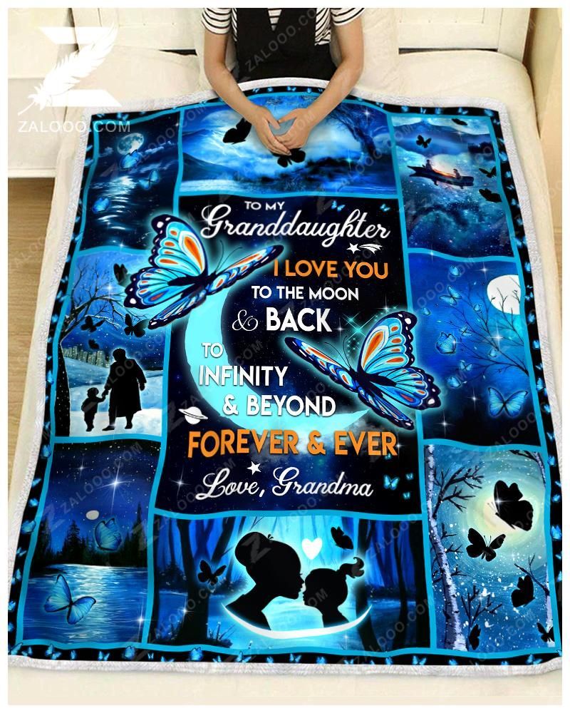 Butterfly To My Granddaughter Love Grandma Sherpa Fleece Blanket