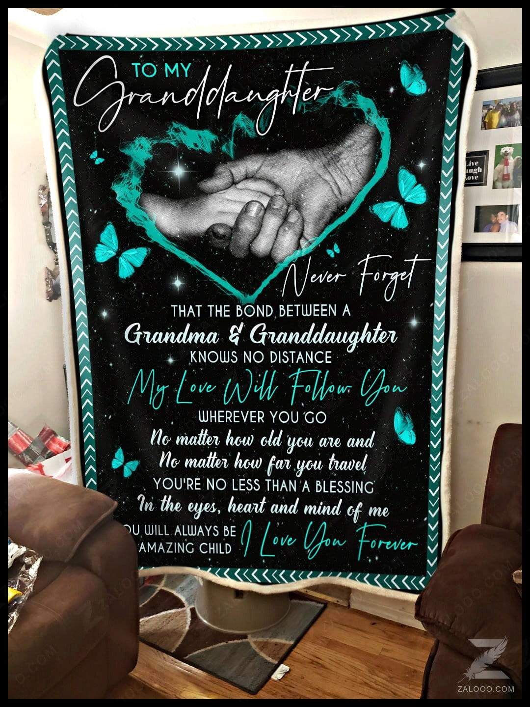 Butterfly To My Granddaughter My Love Wi Will Follow You Sherpa Fleece Blanket