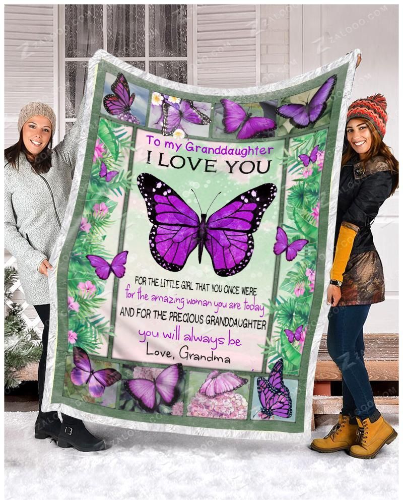 Butterfly To My Granddaughter You Will Always Be Sherpa Fleece Blanket