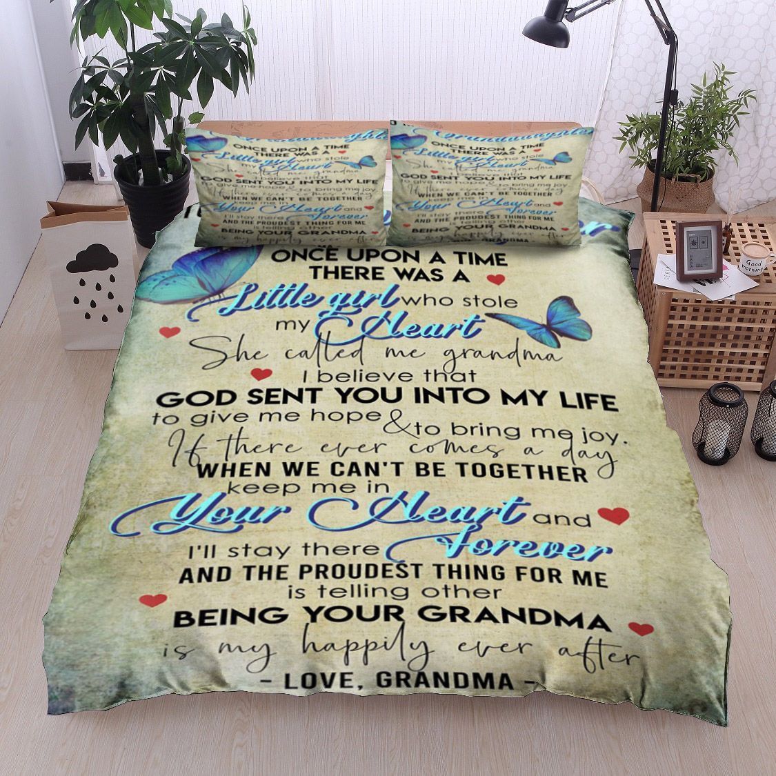 Butterfly To My Granddaughter Your Grandma Bedding Set