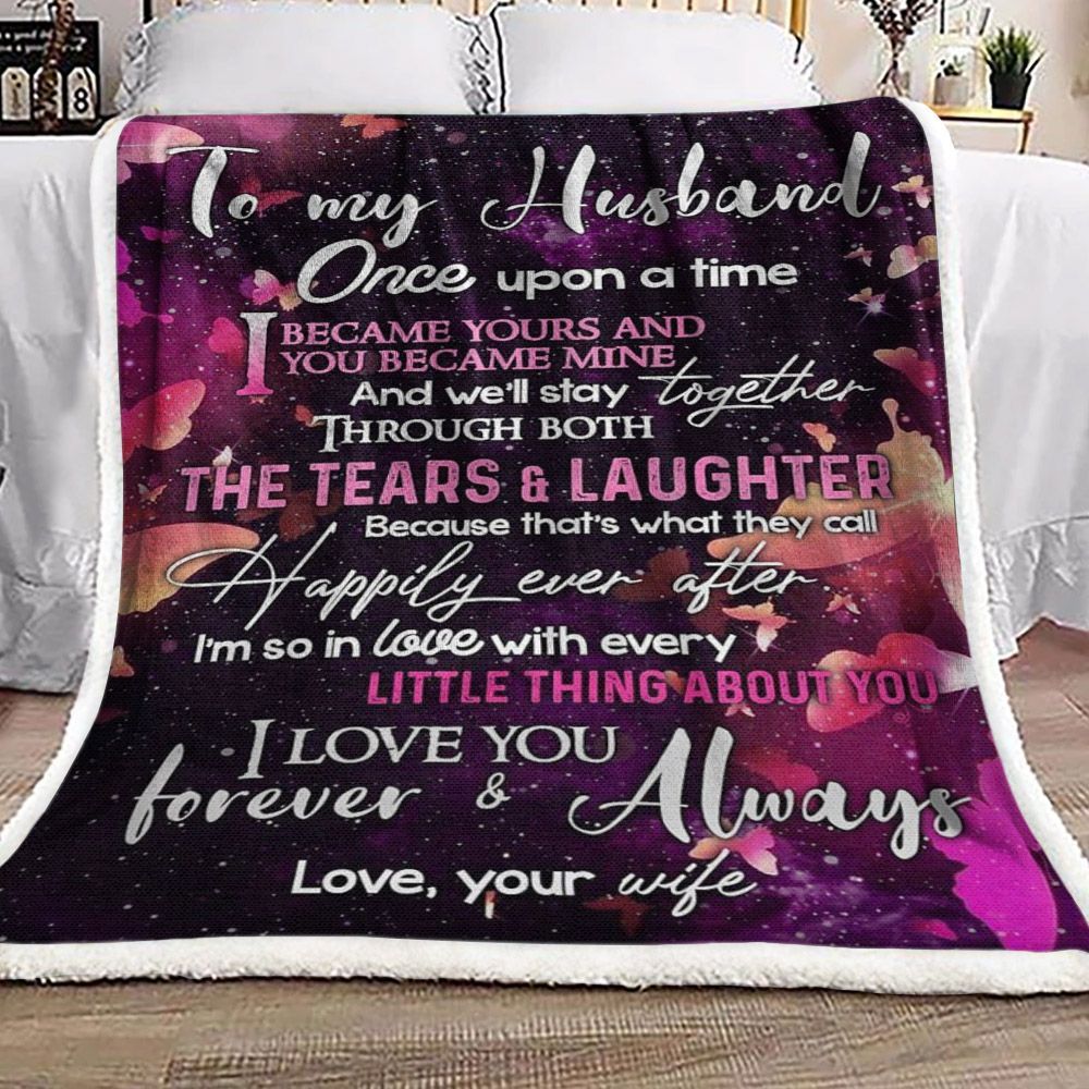 Butterfly To My Husband Sherpa Fleece Blanket