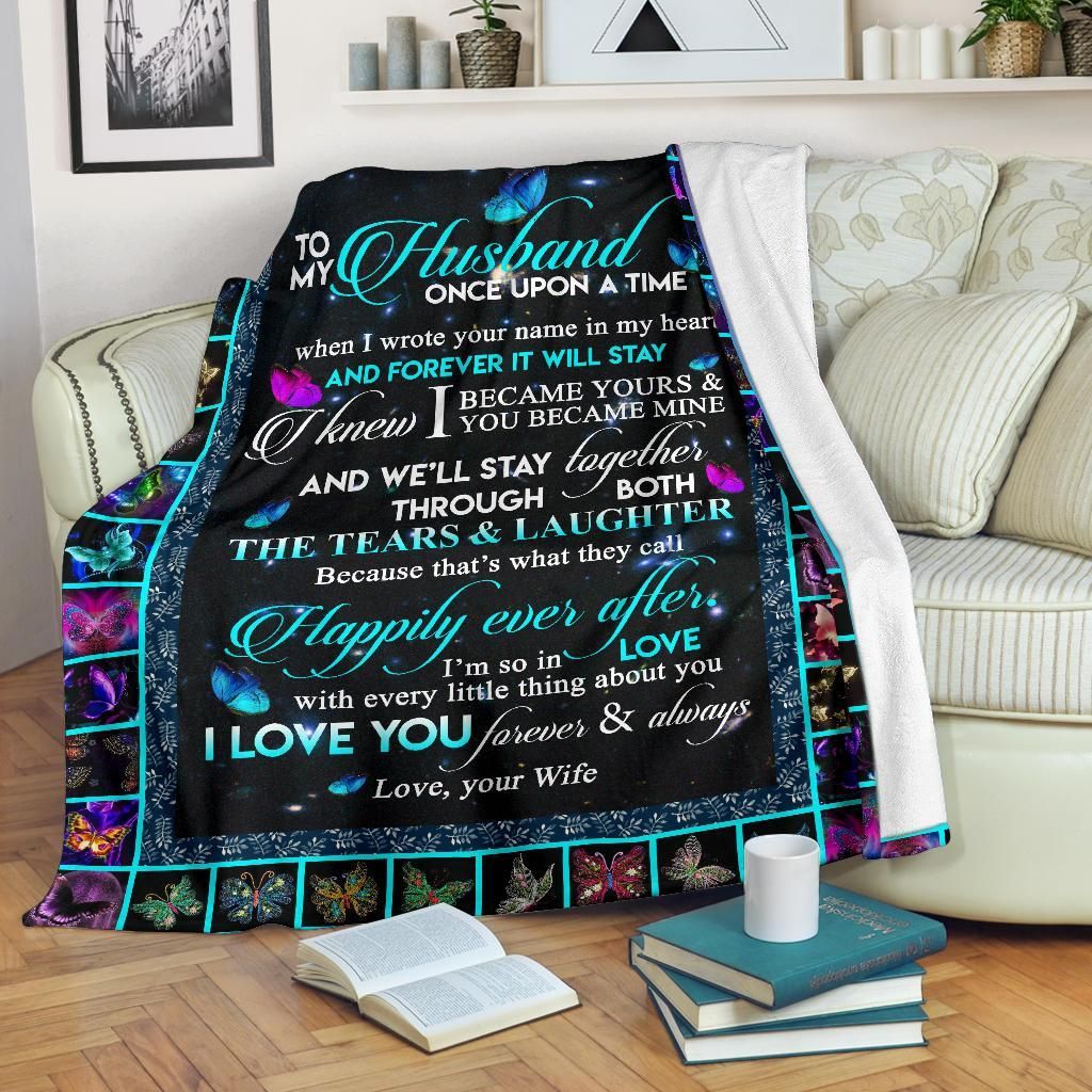 Butterfly To My Husband Sherpa Fleece Blanket