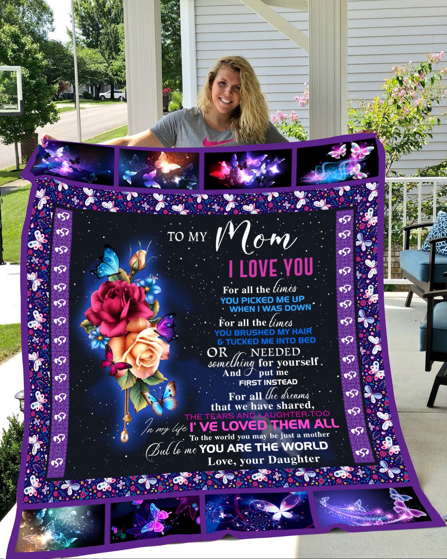 Butterfly To My Mom Sherpa Fleece Blanket